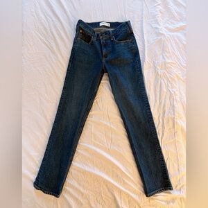 Classic Blue Denim Jeans - 90s straight Mid Rise Abercrombie & Fitch